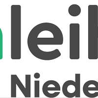 Das Bild zeigt das neue Logo für die Onleihe Niedersachsen: ein grau-grüner Schriftzug mit einem stark stilisierten Buch-Symbol.
